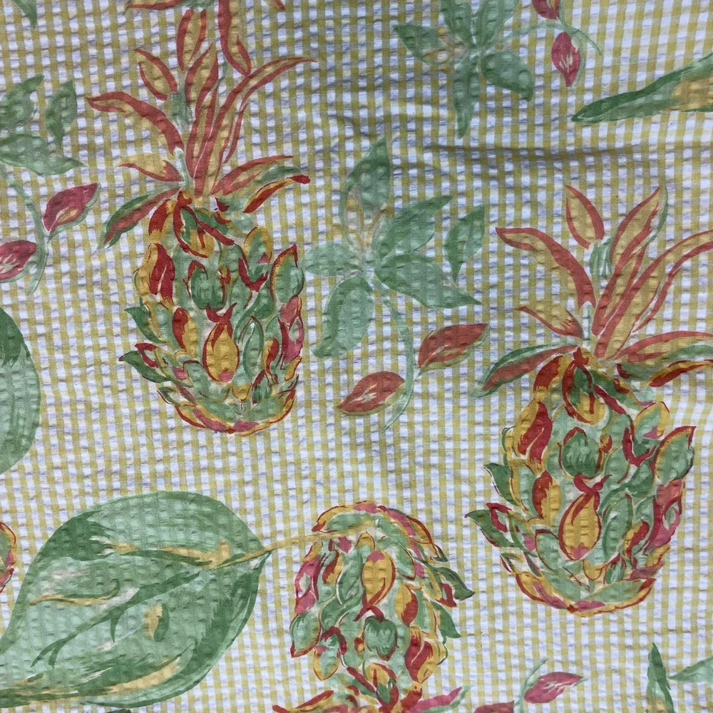April Cornell Cotton Breakfast Tablecloth Square Yellow Seersucker 52